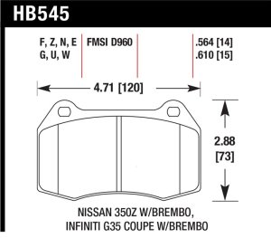 Infiniti G35 Brake Pads - Front - Hawk Performance - DTC-60 - `03-`04 Infiniti G35 Brake Pads - Front - Hawk Performance - DTC-60 - `03-`04